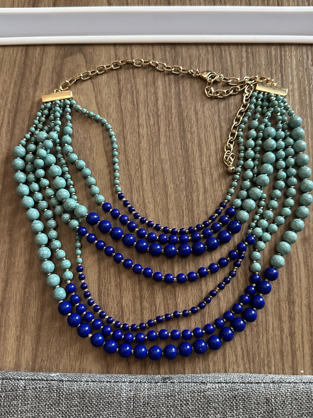Multi-Strand Turquoise & Royal Blue Beaded Necklace